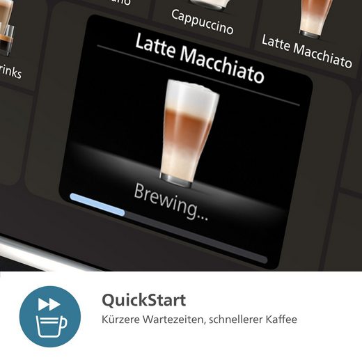 Kaffeevollautomat EP5544/80 5500 Series, 20 Kaffeespezialitäten (heiß oder eisgekühlt) LatteGo-Milchsystem, SilentBrew Technologie, Grau/Kupfer